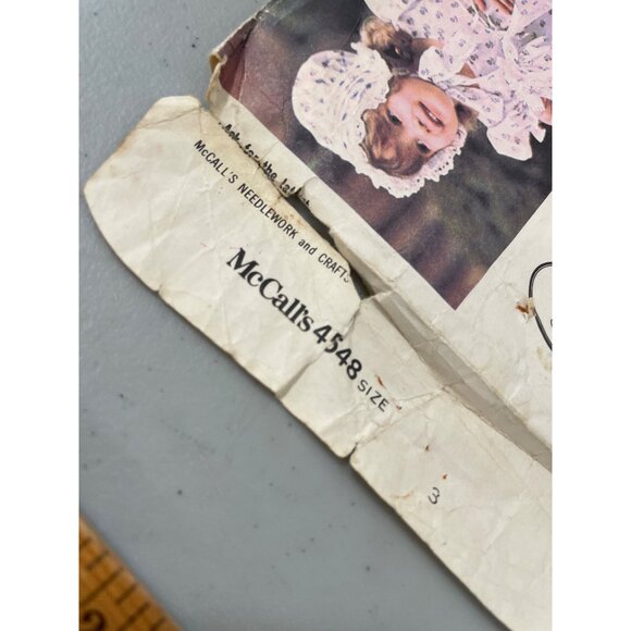 70s McCalls Laura Ashley 4548 Sewing Pattern Size 3 Girls Dress Bonnet Bag UNCUT - Picture 3 of 6